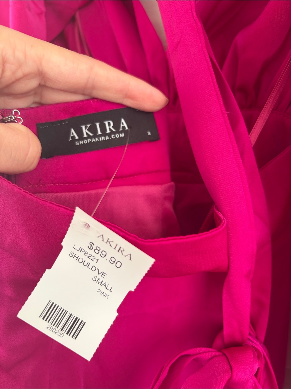 NWT AKIRA Hot Pink Satin Jumpsuit with Lace-Up Back Glam Wide Leg Statement - Picture 16 of 16